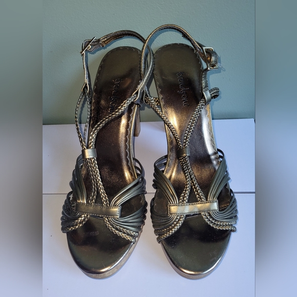 Trendzone Platform Heels Antique Gold Fancy Strappy Shoes. Size US 6 - Picture 3 of 11